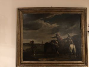 Pintura de mestre antigo "a marcha para a batalha", do século XVII